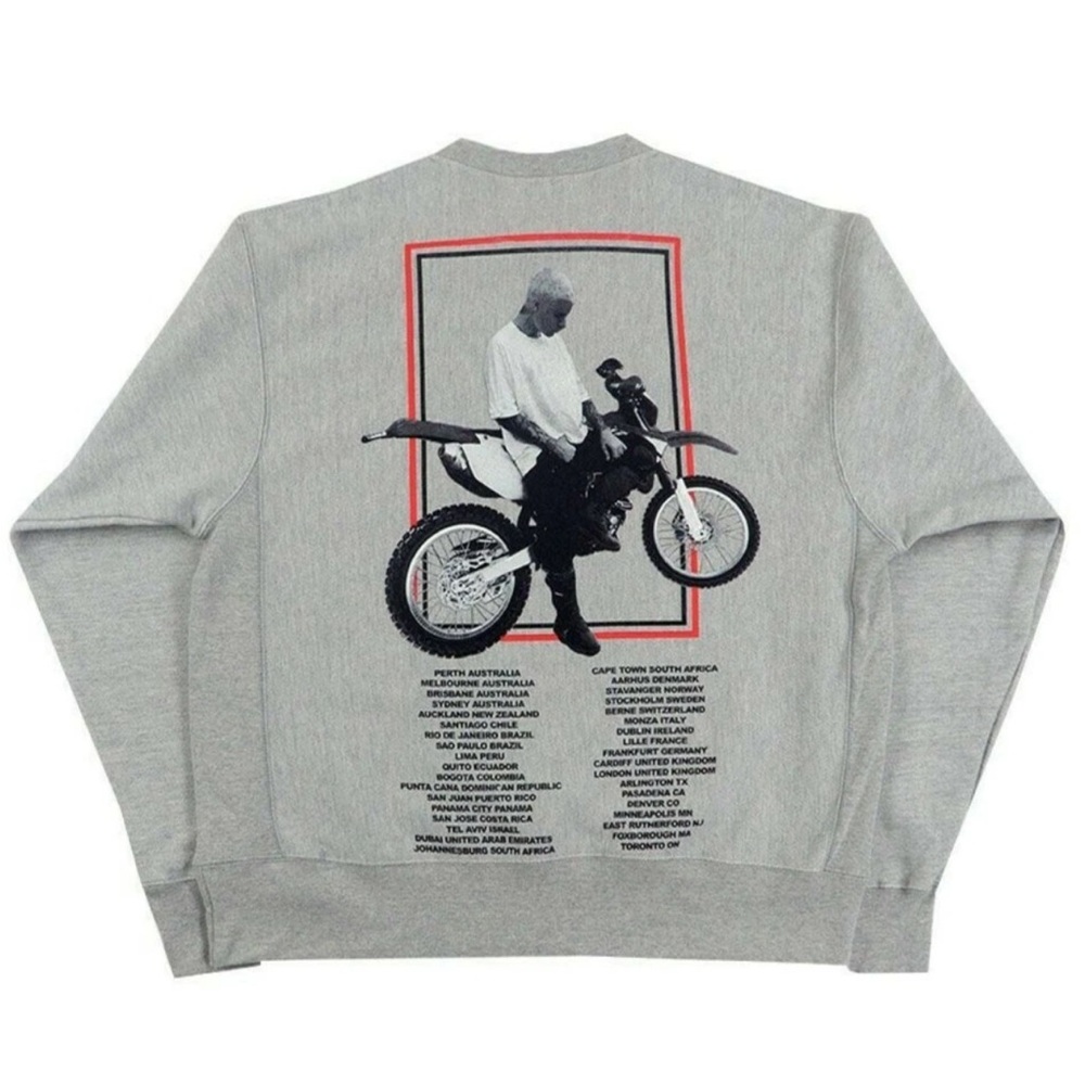 Justin Bieber Stadium Tour Champion Crewneck Sweatshirt Gray Graphic Unisex M